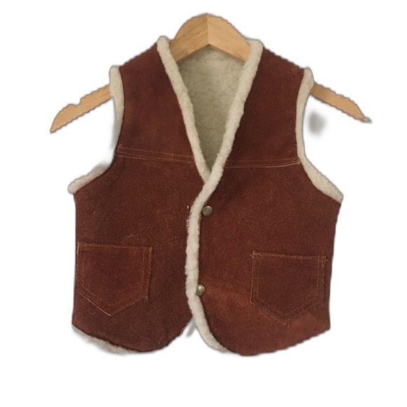 Vintage Jackets Coats Sherpa Suede Vest Kids Brown Leather Poshmark